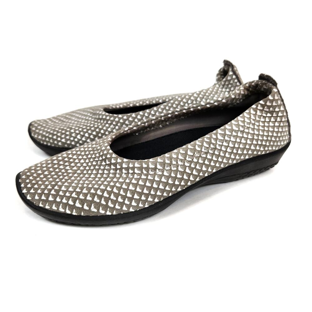 Arcopedico Women's Gray White Stretch Knit L15 Ballet Flats Size 38
